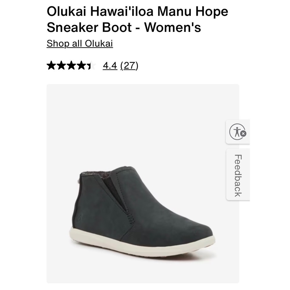 OluKai HAWAI ILOA MANU HOPE Sneaker Boot Black Nubuck | Women's Shoes Size 7